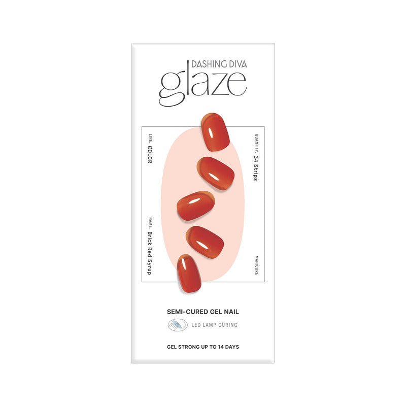 Glaze Semi-Cured Gel Nail: ZMC233N Brick Red Syrup