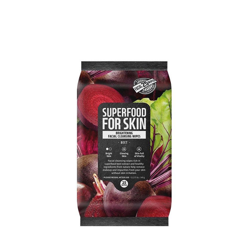 Superfood Beetroot Facial Cleansing Wipes - Brightening - Farmskin - Soko Box