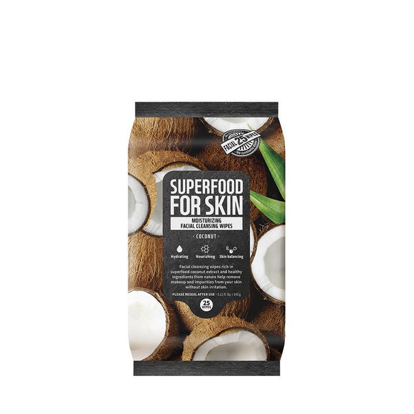 Superfood Coconut Facial Cleansing Wipes - Moisturizing - Farmskin - Soko Box